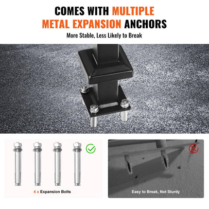 Single Post Handrail for Outdoor 1-3 Steps, 40.5" L x 35.4" H Metal Bent Stair Handrails, Floor Mounted Carbon Steel Stair Railing, U-Shaped Post Grab Rails with 2 Anti-Skid Crossbar for Garage.
