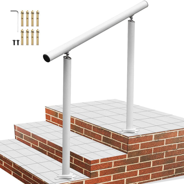 Handrail Outdoor Stairs, 3ft, 34 Inch Outdoor Handrail, Outdoor Stair Railing Adjustable from 0 to 60 Degrees Handrail for Stairs Outdoor White Aluminum Stair Railing for Garden, Office Area.