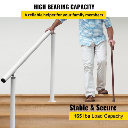 Handrail Outdoor Stairs, 3ft, 34 Inch Outdoor Handrail, Outdoor Stair Railing Adjustable from 0 to 60 Degrees Handrail for Stairs Outdoor White Aluminum Stair Railing for Garden, Office Area.