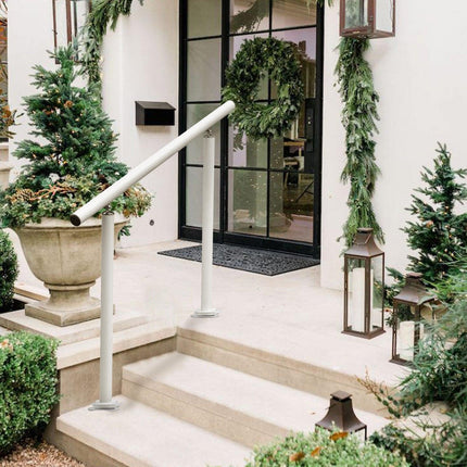 Handrail Outdoor Stairs, 3ft, 34 Inch Outdoor Handrail, Outdoor Stair Railing Adjustable from 0 to 60 Degrees Handrail for Stairs Outdoor White Aluminum Stair Railing for Garden, Office Area.
