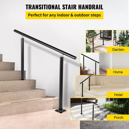 Handrail Outdoor Stairs, 3ft, 34 Inch Outdoor Handrail, Outdoor Stair Railing Adjustable from 0 to 60 Degrees Handrail for Stairs Outdoor Black Aluminum Stair Railing for Garden, Office Area.