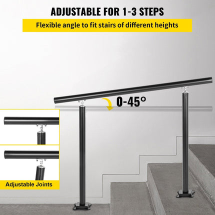 Handrail Outdoor Stairs, 3ft, 34 Inch Outdoor Handrail, Outdoor Stair Railing Adjustable from 0 to 60 Degrees Handrail for Stairs Outdoor Black Aluminum Stair Railing for Garden, Office Area.