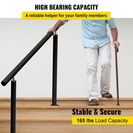 Handrail Outdoor Stairs, 3ft, 34 Inch Outdoor Handrail, Outdoor Stair Railing Adjustable from 0 to 60 Degrees Handrail for Stairs Outdoor Black Aluminum Stair Railing for Garden, Office Area.