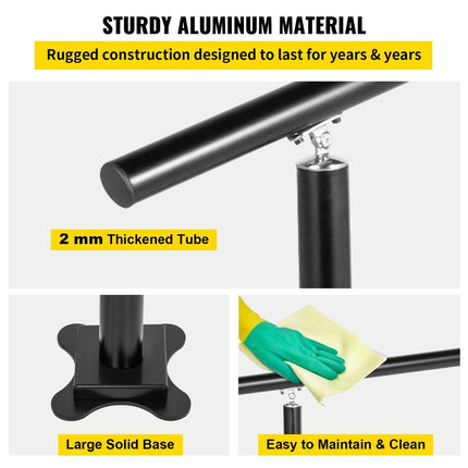 Handrail Outdoor Stairs, 3ft, 34 Inch Outdoor Handrail, Outdoor Stair Railing Adjustable from 0 to 60 Degrees Handrail for Stairs Outdoor Black Aluminum Stair Railing for Garden, Office Area.