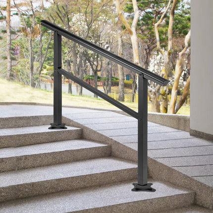 Handrail Outdoor Stairs 47.6 X 35.2 Inch Outdoor Handrail Outdoor Stair Railing Adjustable from 0 to 30 Degrees Handrail for Stairs Outdoor Aluminum Black Stair Railing Fit 3-4 Steps.