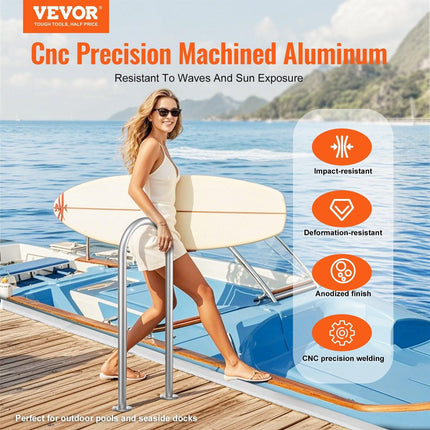 Pool Handrail,36 x 13 inch Pool Railing, Aluminum with Base Plate for Indoor/Outdoor Pools, Humanized Swimming Pool Safety Railing for Decks, Rust-Proof Grab Bar with Accessories for Spas Docks.