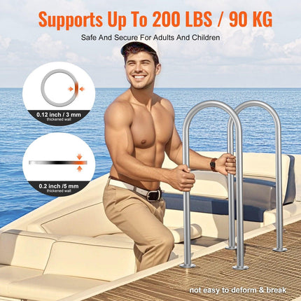 Pool Handrail,36 x 13 inch Pool Railing, Aluminum with Base Plate for Indoor/Outdoor Pools, Humanized Swimming Pool Safety Railing for Decks, Rust-Proof Grab Bar with Accessories for Spas Docks.