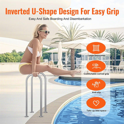 Pool Handrail,36 x 13 inch Pool Railing, Aluminum with Base Plate for Indoor/Outdoor Pools, Humanized Swimming Pool Safety Railing for Decks, Rust-Proof Grab Bar with Accessories for Spas Docks.