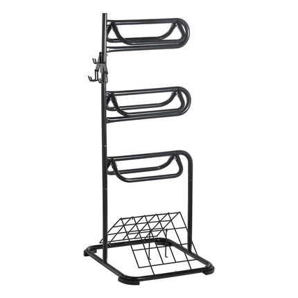 Freestanding Saddle Stand, 30 x 30 x 68.5 in, 3 Tiers Saddle Rack, Heavy Duty Saddle Blanket Holder with Removable & Rotating Tiers, English & Western Saddle Rack for Tack Room Organization.