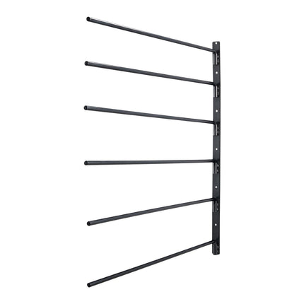 Wall Mounted Saddle Rack, 30.9 x 29.9 x 5.5 in, Swing Out Saddle Holder, Six Tiers Horse Saddle Stand, Space Saving Horse Pad and Blanket Rack for Tack Room Organization Trailer Accessories.