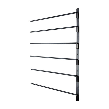 Wall Mounted Saddle Rack, 30.9 x 29.9 x 5.5 in, Swing Out Saddle Holder, Six Tiers Horse Saddle Stand, Space Saving Horse Pad and Blanket Rack for Tack Room Organization Trailer Accessories.