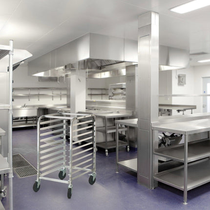 Bun Pan Rack, 10-Tier Commercial Bakery Racks with Brake Wheels, Aluminum Racking Trolley Storage for Half & Full Sheet, Speed Rack For Kitchen Home, Bread Baking Equipment, 660x515x985 mm.