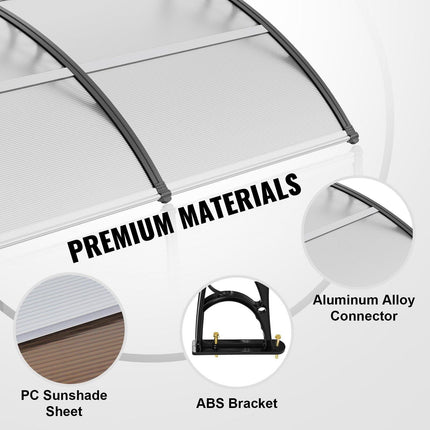 Window Door Awning Canopy 40" x 40", UPF 50+ Polycarbonate Entry Door Outdoor Window Awning Exterior, Front Door Overhang Awning for Sun Shutter, UV, Rain, Snow Protection, Hollow Sheet.