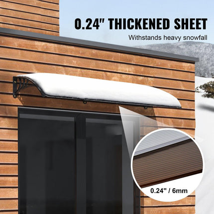 Window Door Awning Canopy 965 x 1987 mm, UPF 50+ Polycarbonate Entry Door Outdoor Window Awning Exterior, Front Door Overhang Awning for Sun Shutter, UV, Rain, Snow Protection, Hollow Sheet.