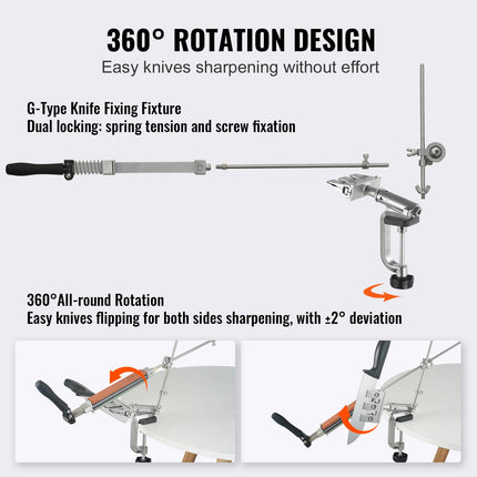 Knife Sharpener Kit, Rotation Flip Fixed Angle Knife Sharpening System with 12 Whetstones 120-10000 Grit, Professional Kitchen Chef Knife Sharpening Kit for All Knives and Scissors.