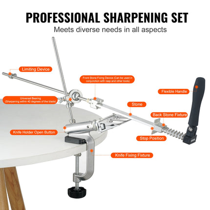 Knife Sharpener Kit, Rotation Flip Fixed Angle Knife Sharpening System with 12 Whetstones 120-10000 Grit, Professional Kitchen Chef Knife Sharpening Kit for All Knives and Scissors.