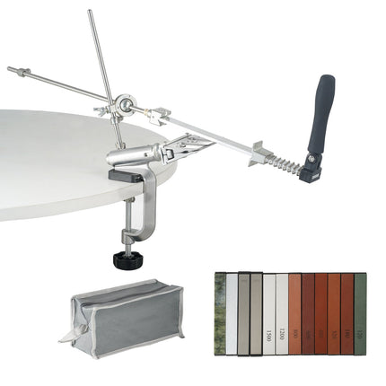 Knife Sharpener Kit, Rotation Flip Fixed Angle Knife Sharpening System with 12 Whetstones 120-10000 Grit, Professional Kitchen Chef Knife Sharpening Kit for All Knives and Scissors.