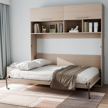 Murphy Bed Kit, Full Size, Deluxe DIY Wall Bed Mechanical Hardware Kit, Pneumatic Lever Heavy Duty Bed Frame Support, Folding Cabinet Wall Bed Space Saving Design for Guestroom, Easy to Build.