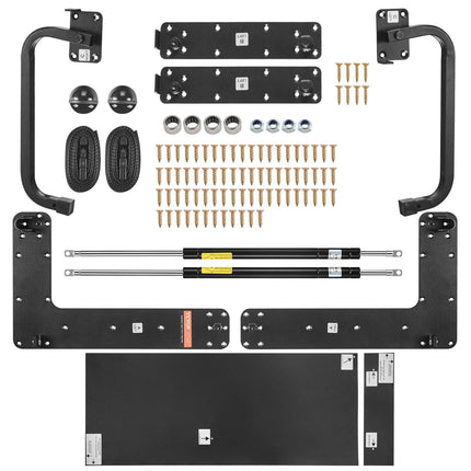 Murphy Bed Kit, Full Size, Deluxe DIY Wall Bed Mechanical Hardware Kit, Pneumatic Lever Heavy Duty Bed Frame Support, Folding Cabinet Wall Bed Space Saving Design for Guestroom, Easy to Build.