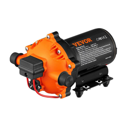 Water Diaphragm Pump, 20.8 LPM Flow, 4.8 bar Rated Pressure (2.8-6.9 bar Adjustable), 12.7 mm MNPT Self Priming Sprayer Pump with Pressure Switch for RV Camper Marine Boat Lawn, FCC Certified.