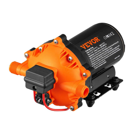 Water Diaphragm Pump, 20.8 LPM Flow, 4.8 bar Rated Pressure (2.8-6.9 bar Adjustable), 12.7 mm MNPT Self Priming Sprayer Pump with Pressure Switch for RV Camper Marine Boat Lawn, FCC Certified.