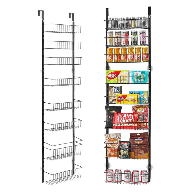 8-Tier Over the Door Pantry Organizer Hanging Storage Rack Adjustable.