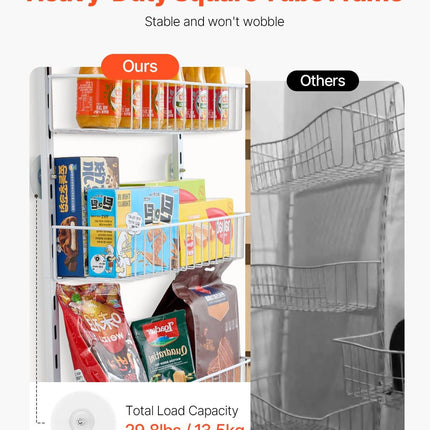 Over the Door Pantry Organizer, 9-Tier Pantry Organization and Storage, Heavy-Duty Steel Hanging Spice Rack, Adjustable Wall Seasoning Shelves, for Home Kitchen Laundry Room Bathroom, White.