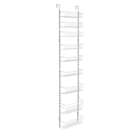 Over the Door Pantry Organizer, 9-Tier Pantry Organization and Storage, Heavy-Duty Steel Hanging Spice Rack, Adjustable Wall Seasoning Shelves, for Home Kitchen Laundry Room Bathroom, White.