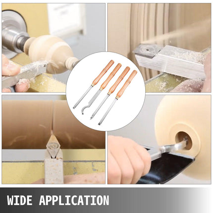 Wood Turning Tools for Lathe 4 PCS Set, Carbide Lathe Tools with Diamond Shape, Round, Square Cutters, Turning Lathe Chisels with Comfortable Grip Handles Lathe Tools for Craft DIY Hobbyists.