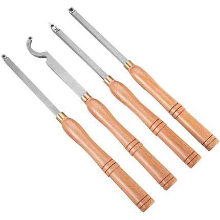 Wood Turning Tools for Lathe 4 PCS Set, Carbide Lathe Tools with Diamond Shape, Round, Square Cutters, Turning Lathe Chisels with Comfortable Grip Handles Lathe Tools for Craft DIY Hobbyists.