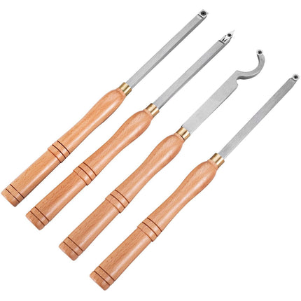 Wood Turning Tools for Lathe 4 PCS Set, Carbide Lathe Tools with Diamond Shape, Round, Square Cutters, Turning Lathe Chisels with Comfortable Grip Handles Lathe Tools for Craft DIY Hobbyists.