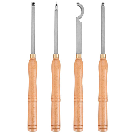 Wood Turning Tools for Lathe 4 PCS Set, Carbide Lathe Tools with Diamond Shape, Round, Square Cutters, Turning Lathe Chisels with Comfortable Grip Handles Lathe Tools for Craft DIY Hobbyists.