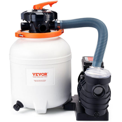 Sand Filter Above Ground with 285W Pool Pump 10,000 L/H Flow 6-Way Valve.