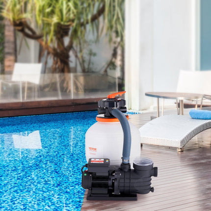 Sand Filter Above Ground with 450W Pool Pump 13,000 L/H Flow 6-Way Valve.