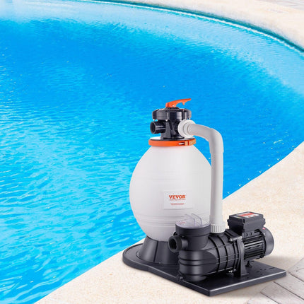 Sand Filter Above Ground with 850W Pool Pump 18,000 L/H Flow 6-Way Valve.