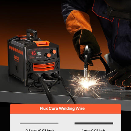 MIG Welder 130Amp Gasless Flux Core Mig Welding Machine with IGBT Inverter.