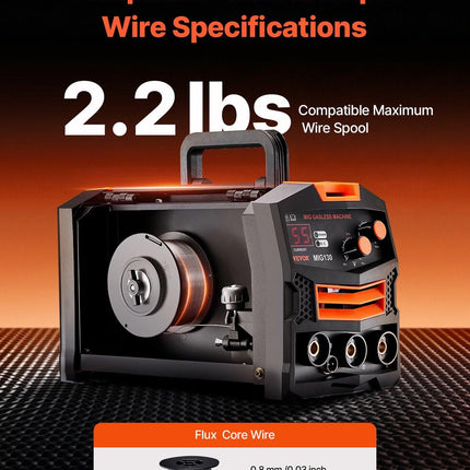 MIG Welder 130Amp Gasless Flux Core Mig Welding Machine with IGBT Inverter.