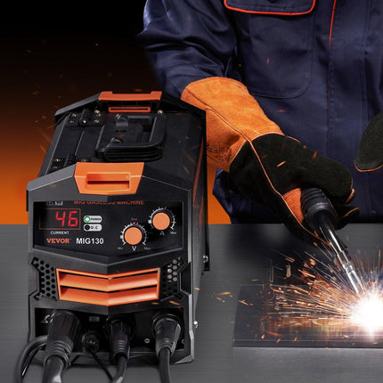 MIG Welder 130Amp Gasless Flux Core Mig Welding Machine with IGBT Inverter.