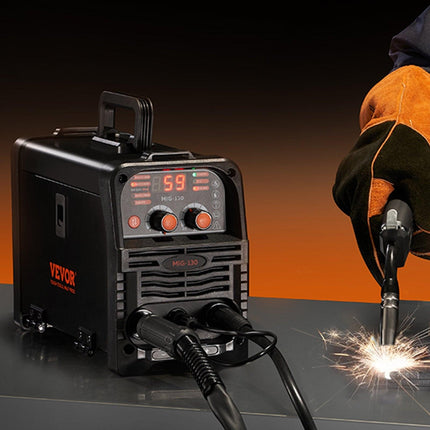 MIG Welder, 130Amp Synergic Mig Welding Machine, 3-in-1 Flux Core MIG/Stick/Lift TIG Multi-Process Welder Machine, Portable Mig Welder with IGBT Inverter Technology & Digital Display Screen.