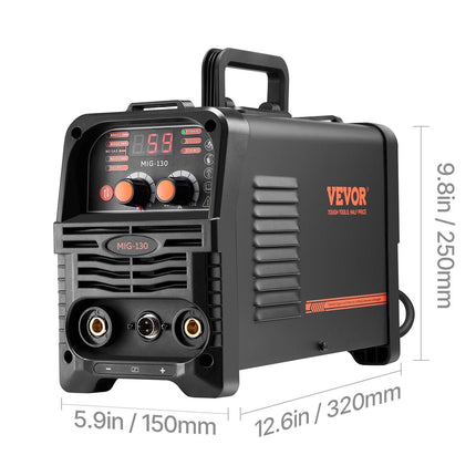 MIG Welder, 130Amp Synergic Mig Welding Machine, 3-in-1 Flux Core MIG/Stick/Lift TIG Multi-Process Welder Machine, Portable Mig Welder with IGBT Inverter Technology & Digital Display Screen.