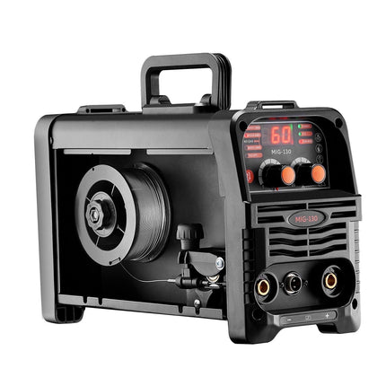 MIG Welder, 130Amp Synergic Mig Welding Machine, 3-in-1 Flux Core MIG/Stick/Lift TIG Multi-Process Welder Machine, Portable Mig Welder with IGBT Inverter Technology & Digital Display Screen.