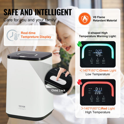 20L Large Towel Warmer Bucket with LED Screen U-shaped Light & Timer White.