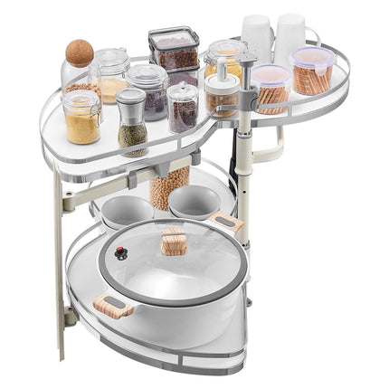 Swing Left Blind Corner Cabinet, Pull Out Organizer for 36 inch Width Blind Cabinet, 2 Tier Height Adjustable Swing Tray, Soft Close Kitchen Cloud Blind Organizer, Left Open.