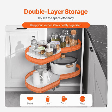 Swing Left Blind Corner Cabinet, Pull Out Organizer for 36 inch Width Blind Cabinet, 2 Tier Height Adjustable Swing Tray, Soft Close Kitchen Cloud Blind Organizer, Left Open.