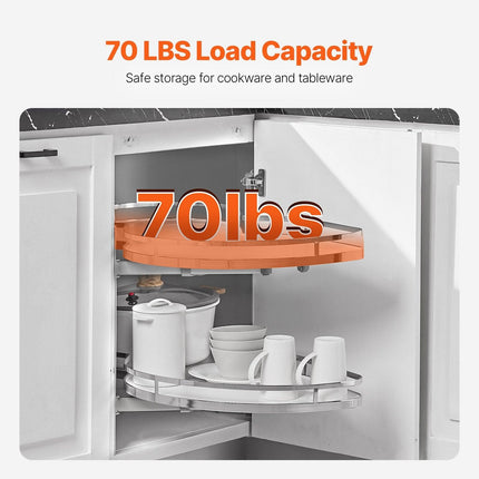 Swing Left Blind Corner Cabinet, Pull Out Organizer for 36 inch Width Blind Cabinet, 2 Tier Height Adjustable Swing Tray, Soft Close Kitchen Cloud Blind Organizer, Left Open.