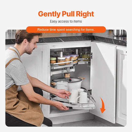 Swing Left Blind Corner Cabinet, Pull Out Organizer for 36 inch Width Blind Cabinet, 2 Tier Height Adjustable Swing Tray, Soft Close Kitchen Cloud Blind Organizer, Left Open.