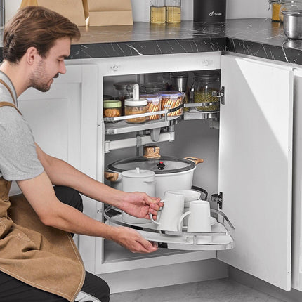 Swing Left Blind Corner Cabinet, Pull Out Organizer for 36 inch Width Blind Cabinet, 2 Tier Height Adjustable Swing Tray, Soft Close Kitchen Cloud Blind Organizer, Left Open.