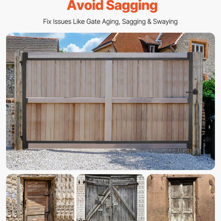 Gate Building Kit, Fits 152.4 to 243.8 cm Wide Openings, Up from 182.9 to 213.4 cm High Fence, Adjustable Gate Building Kit, Anti Sag Full Gate Frame Kit with Latch Lock, for Wooden Fence, Iron.