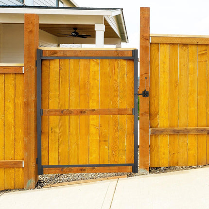 Gate Building Kit, Fits 152.4 to 243.8 cm Wide Openings, Up from 182.9 to 213.4 cm High Fence, Adjustable Gate Building Kit, Anti Sag Full Gate Frame Kit with Latch Lock, for Wooden Fence, Iron.