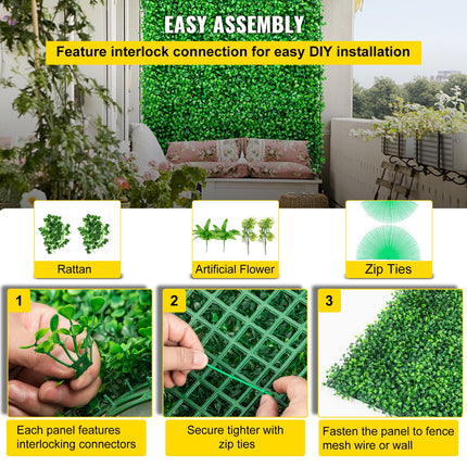 Artificial Boxwood Panels, 20 PCS 20""x20"" Boxwood Hedge Wall Panels, PE Artificial Grass Backdrop Wall 1.6"", Privacy Hedge Screen for Decoration of Outdoor, Indoor, Garden, Fence, and Backyar.